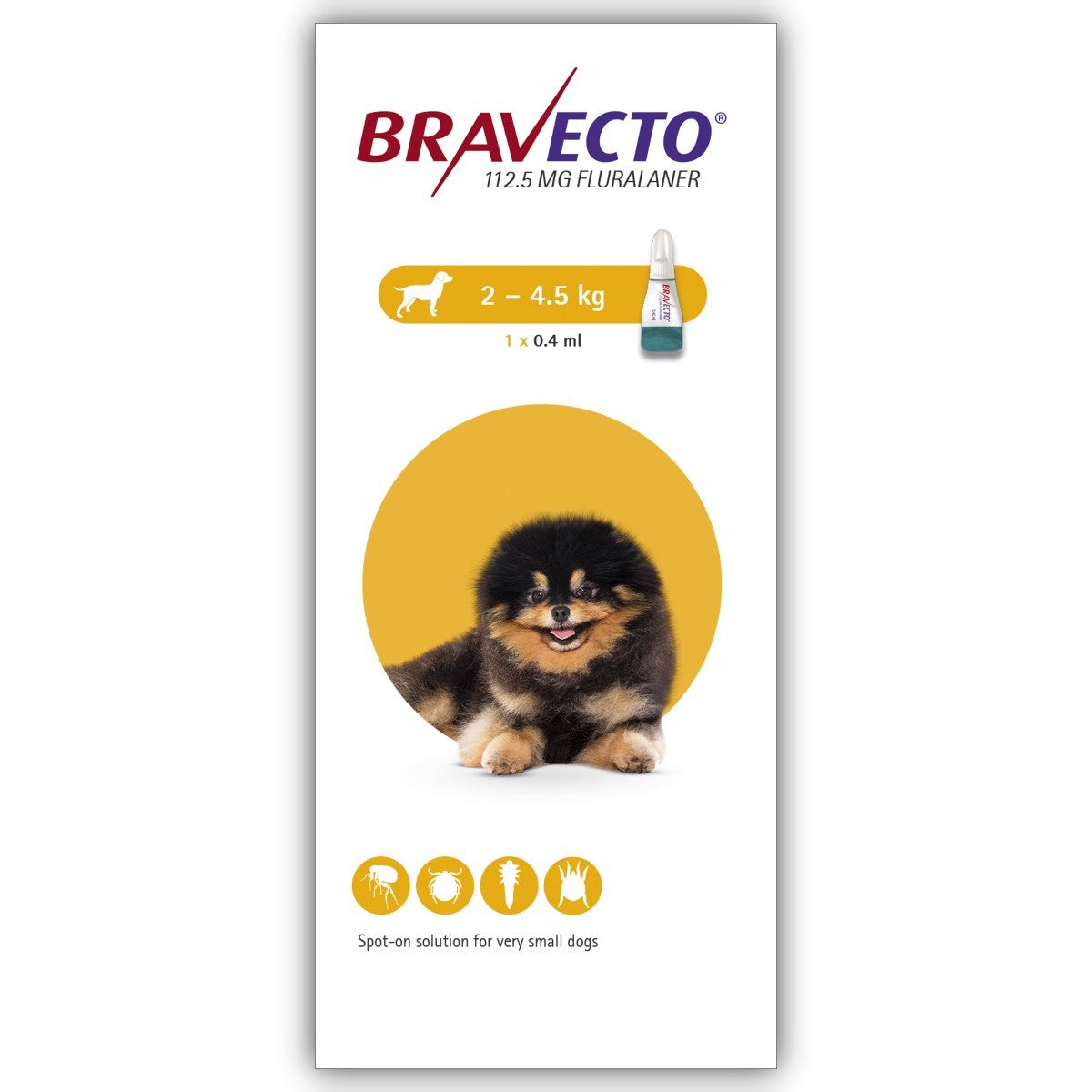 Bravecto 112.5mg Spot-On Solution for Toy Dogs (Single Pipette)