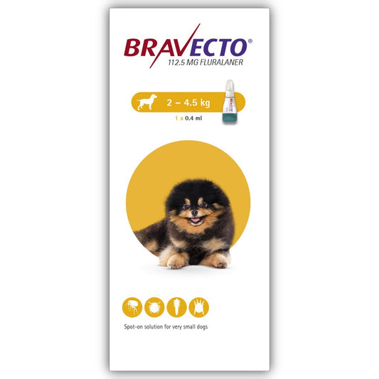 Bravecto 112.5mg Spot-On Solution for Toy Dogs (Single Pipette)