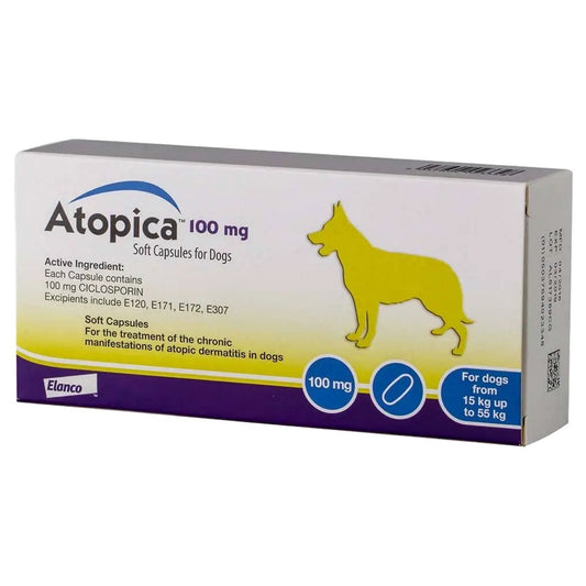 Atopica 100mg Capsules for Dogs 15s