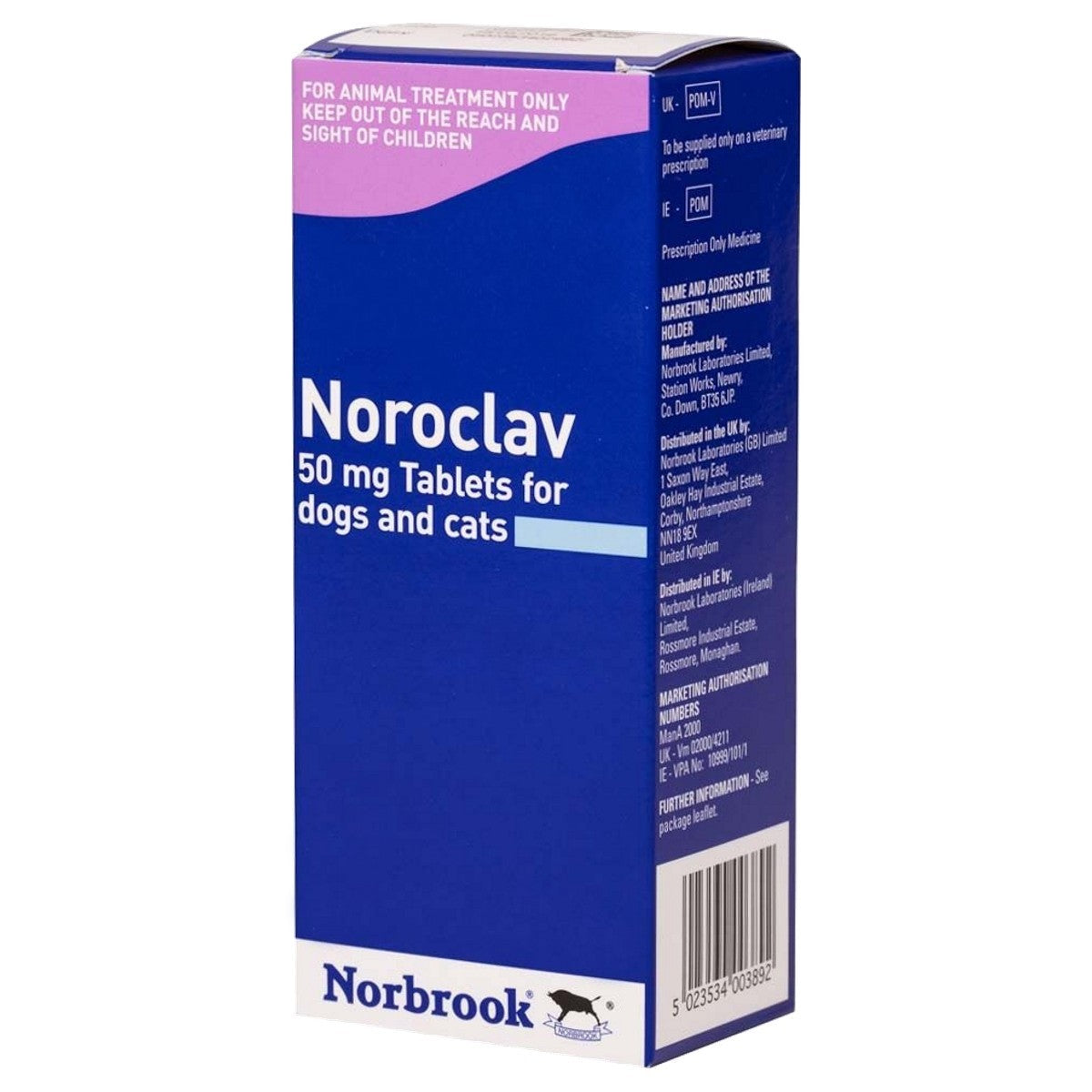 Noroclav 50mg Tablets for Dogs and Cats 100s