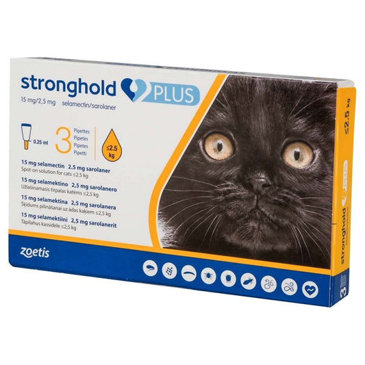 Stronghold Plus 15mg Spot-On Solution for Cats 3s