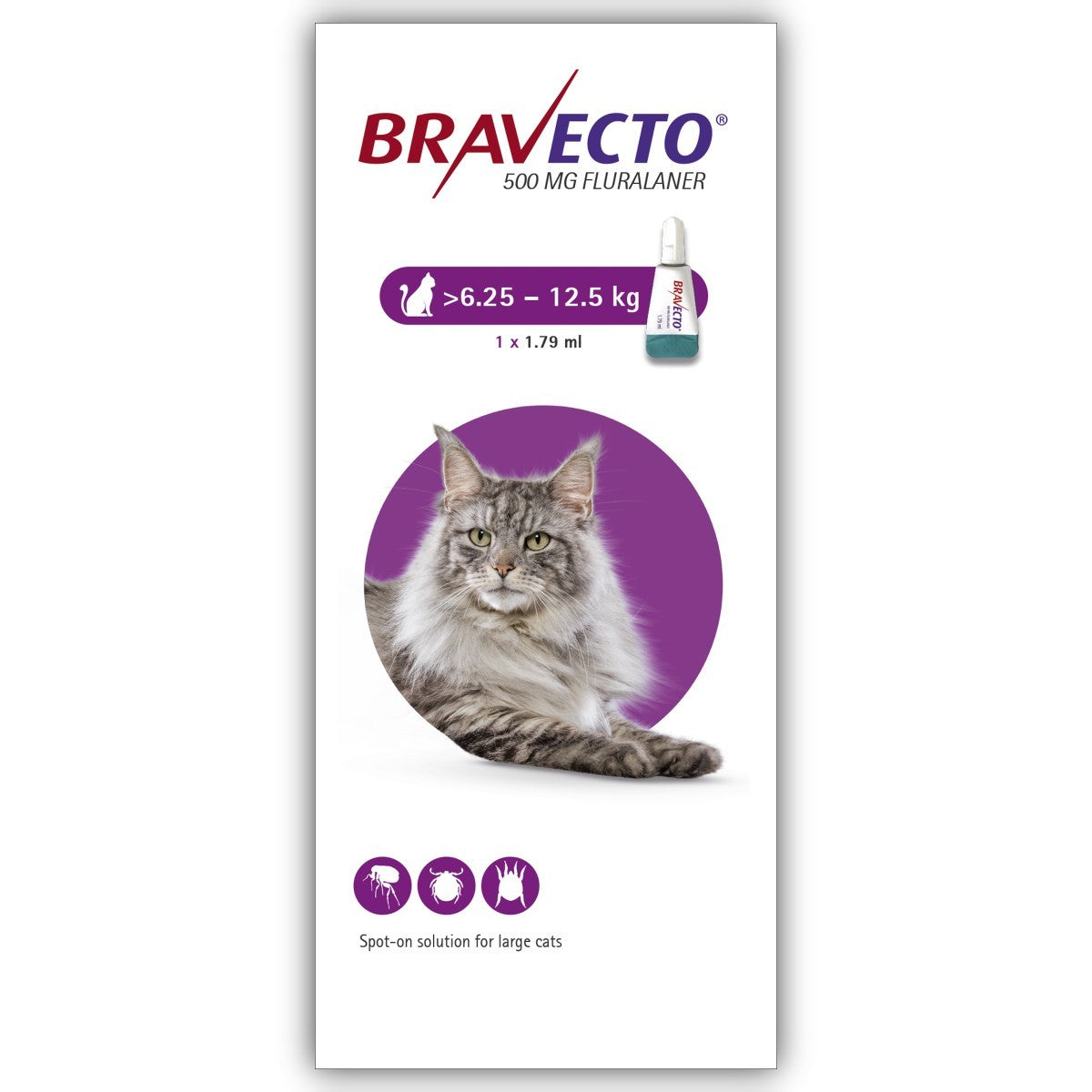 Bravecto 500mg Spot-On Solution for Large Cats (Single Pipette)