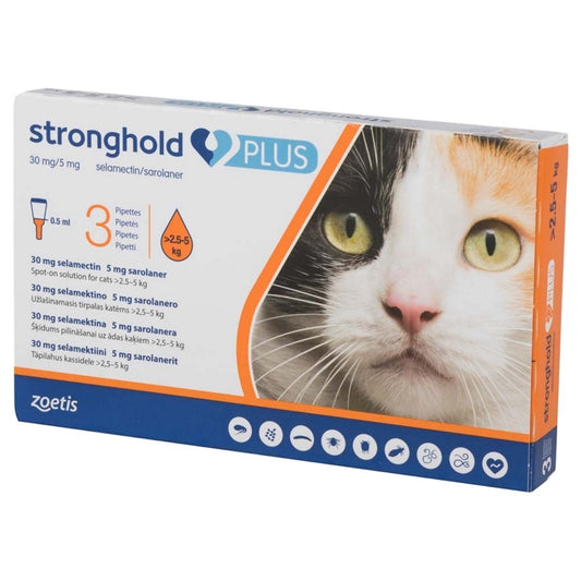 Stronghold Plus 30mg Spot-On Solution for Cats 3s